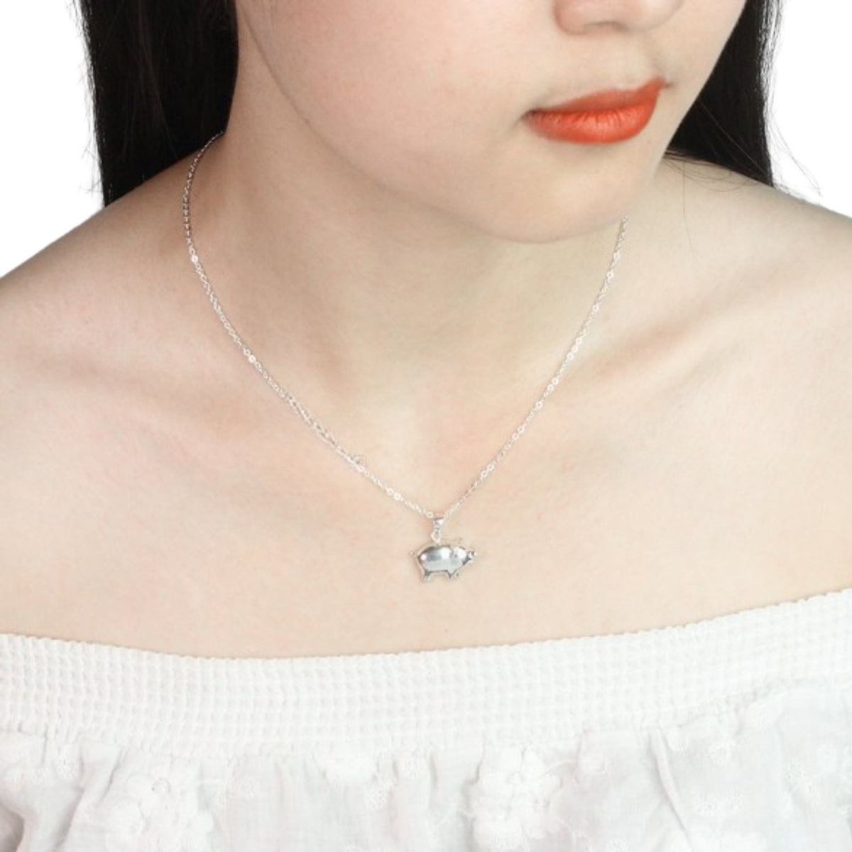 Pig-Shaped Necklace Handcrafted 925 Sterling Silver
