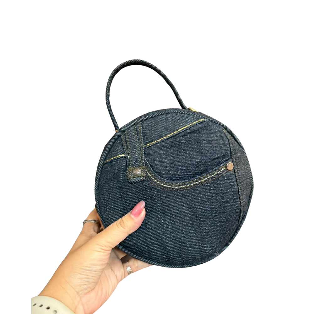 Handmade Upcycled Denim Plain Round Bag