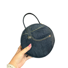 Handmade Upcycled Denim Plain Round Bag