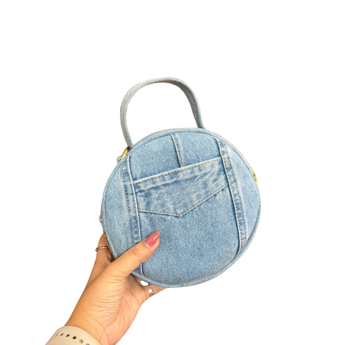 Handmade Upcycled Denim Plain Round Bag