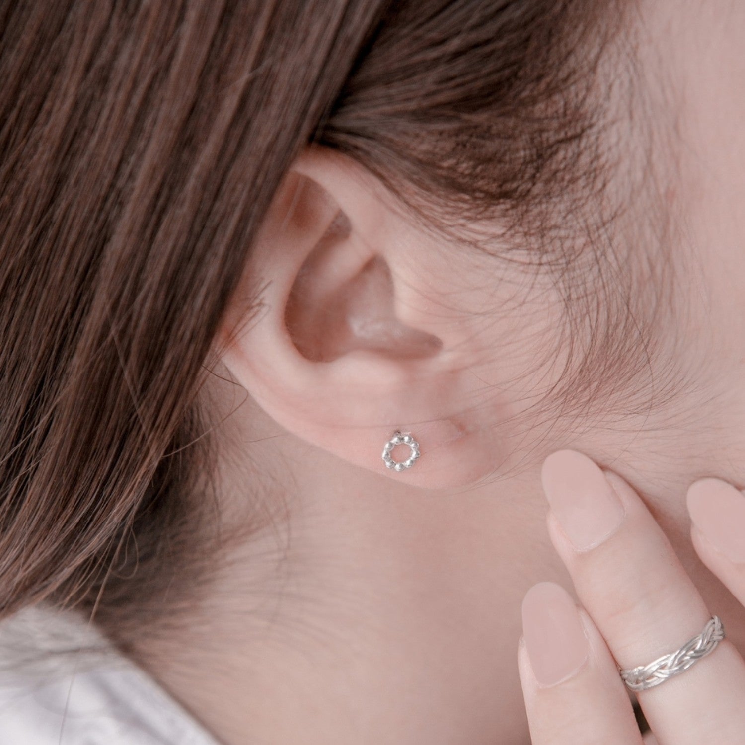 Polka Dot Hoop Earrings For Women Handcrafted 925 Sterling Silver