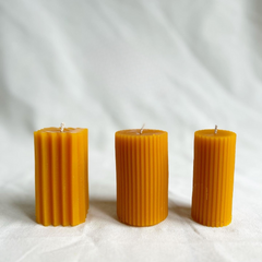Pure Beeswax Striped Pillar Candle