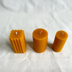 Pure Beeswax Striped Pillar Candle