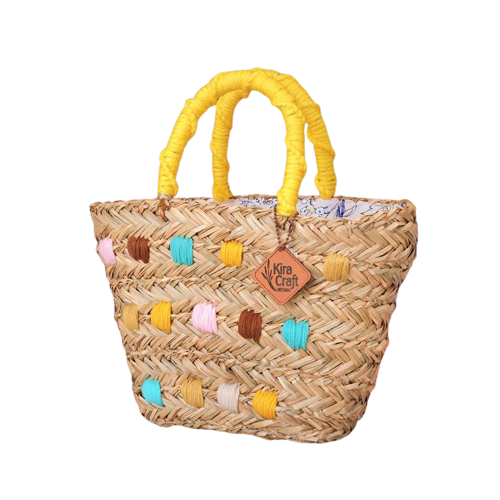 Sedge Fiber Bag Rainbow Wool