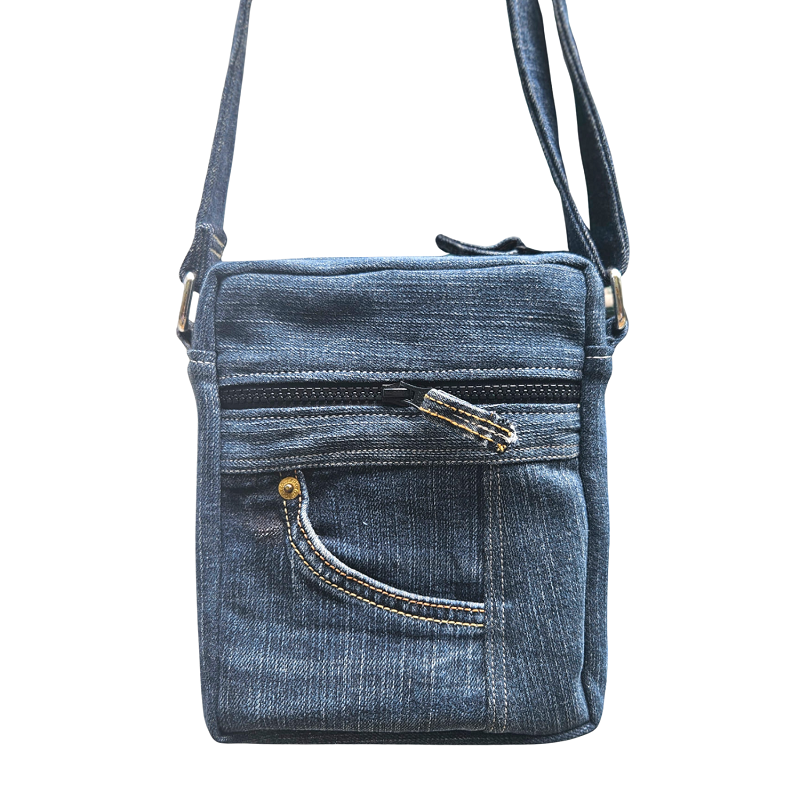 Handmade Upcycled Denim Rectangular Crossbody Bag