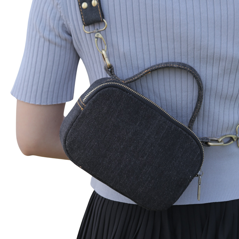 Handmade Upcycled Denim Rectangular Crossbody Bag