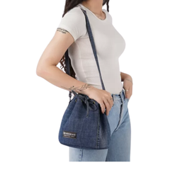 Handmade Upcycled Denim Drawstring Bag