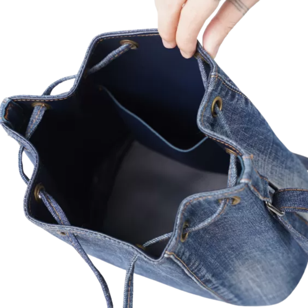 Handmade Upcycled Denim Drawstring Bag