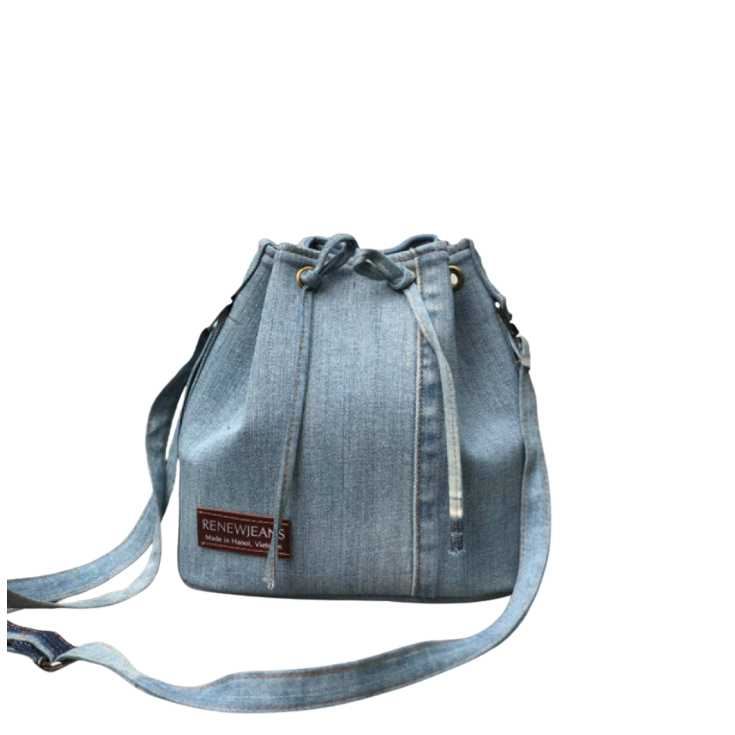 Handmade Upcycled Denim Drawstring Bag