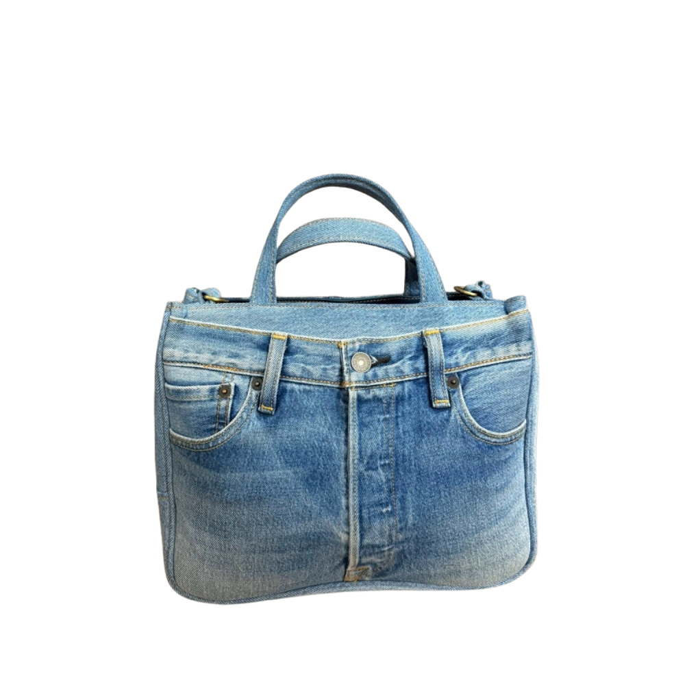 Handmade Upcycled Denim Ribbed Box Bag