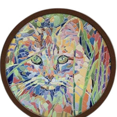 Round Ceramic Wall Art With Cat Design