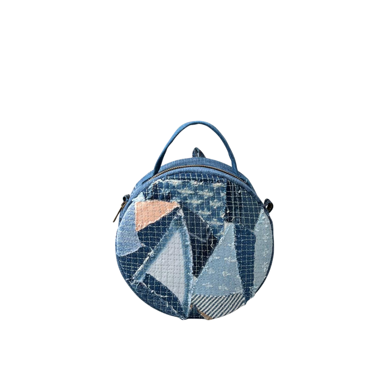 Handmade Upcycled Denim Round Bag