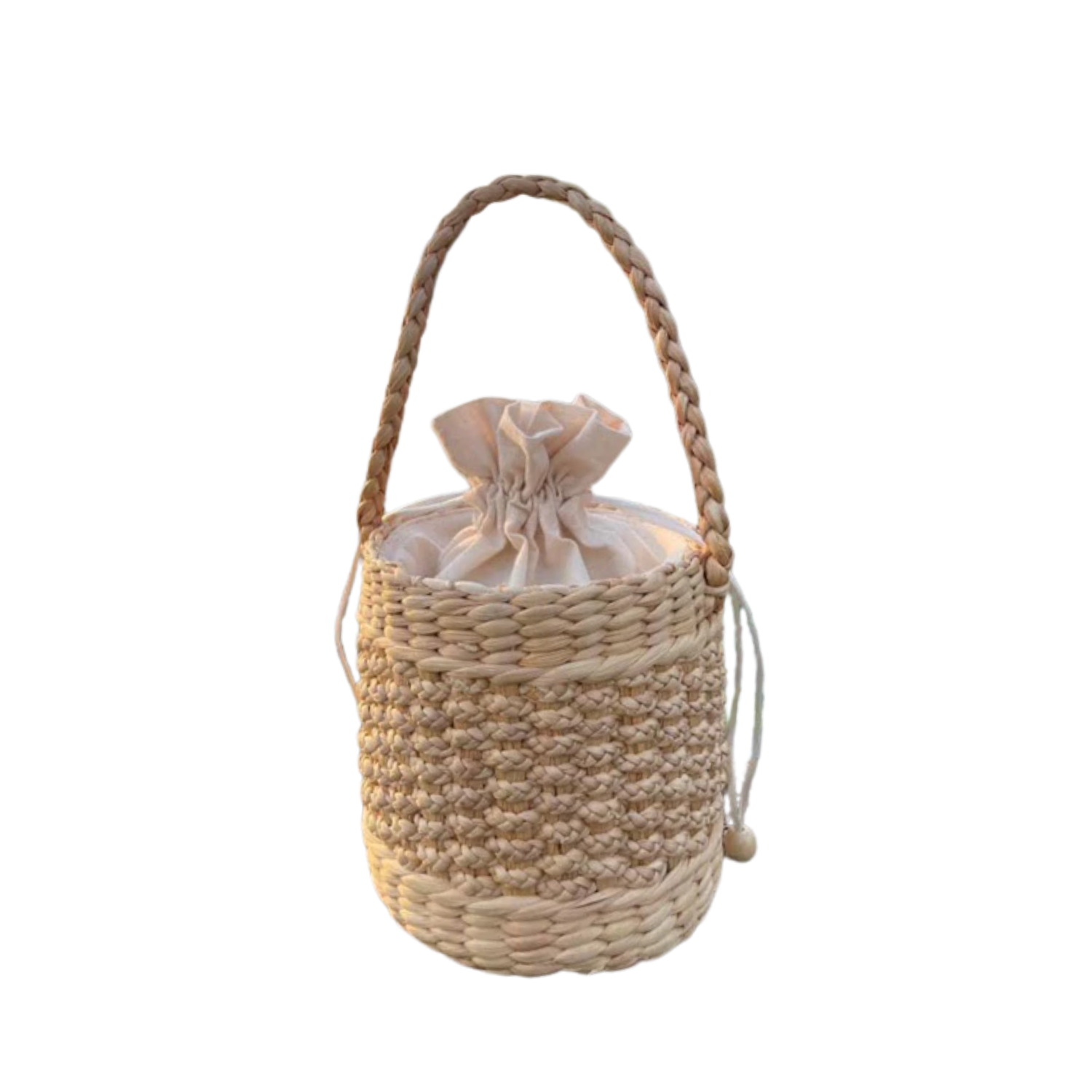 Round Drum Shaped Water Hyacinth Bag