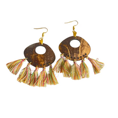 Style Coconut Earrings With Tasses, Rainbow Colors