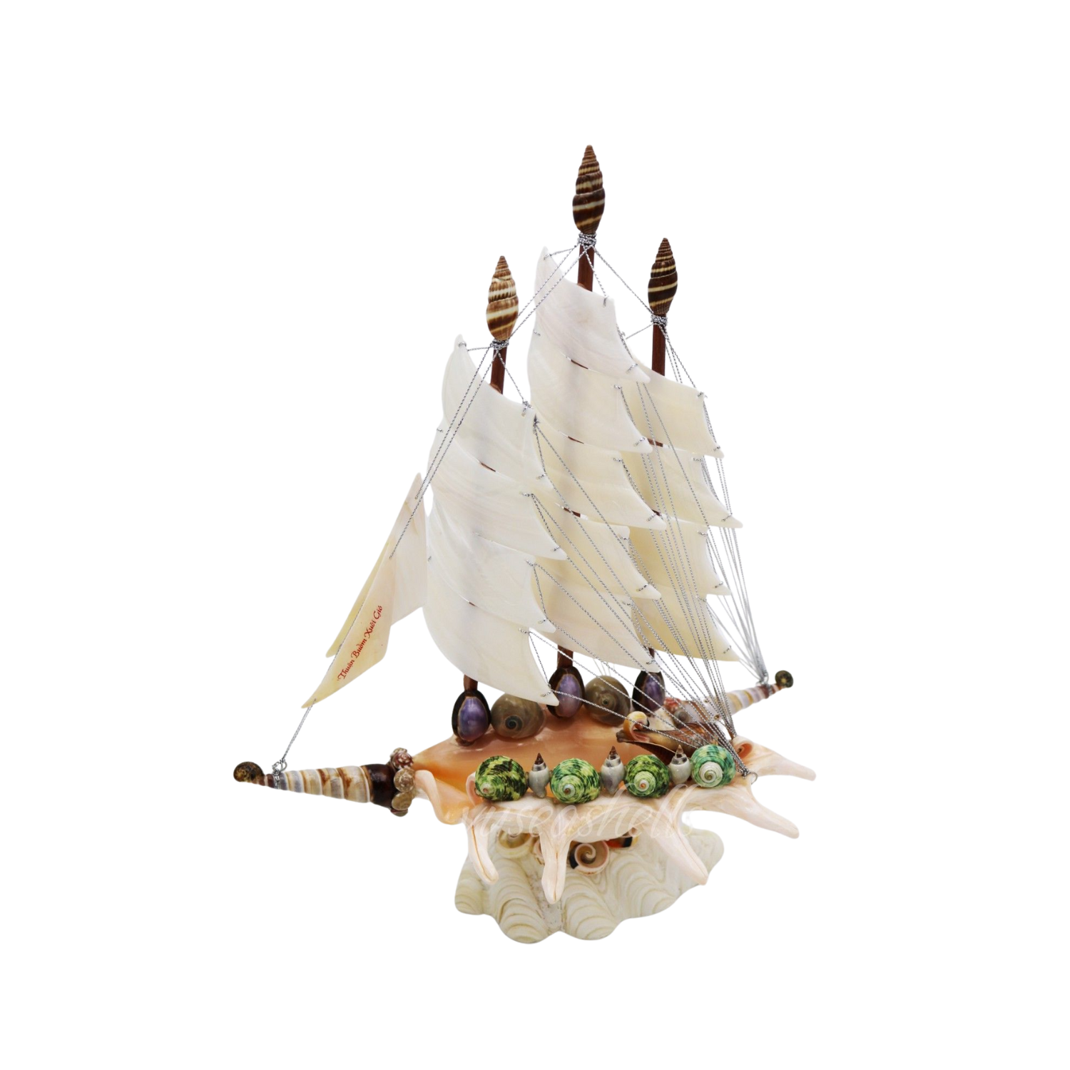 Sailboat With Curved Wing From Seashell