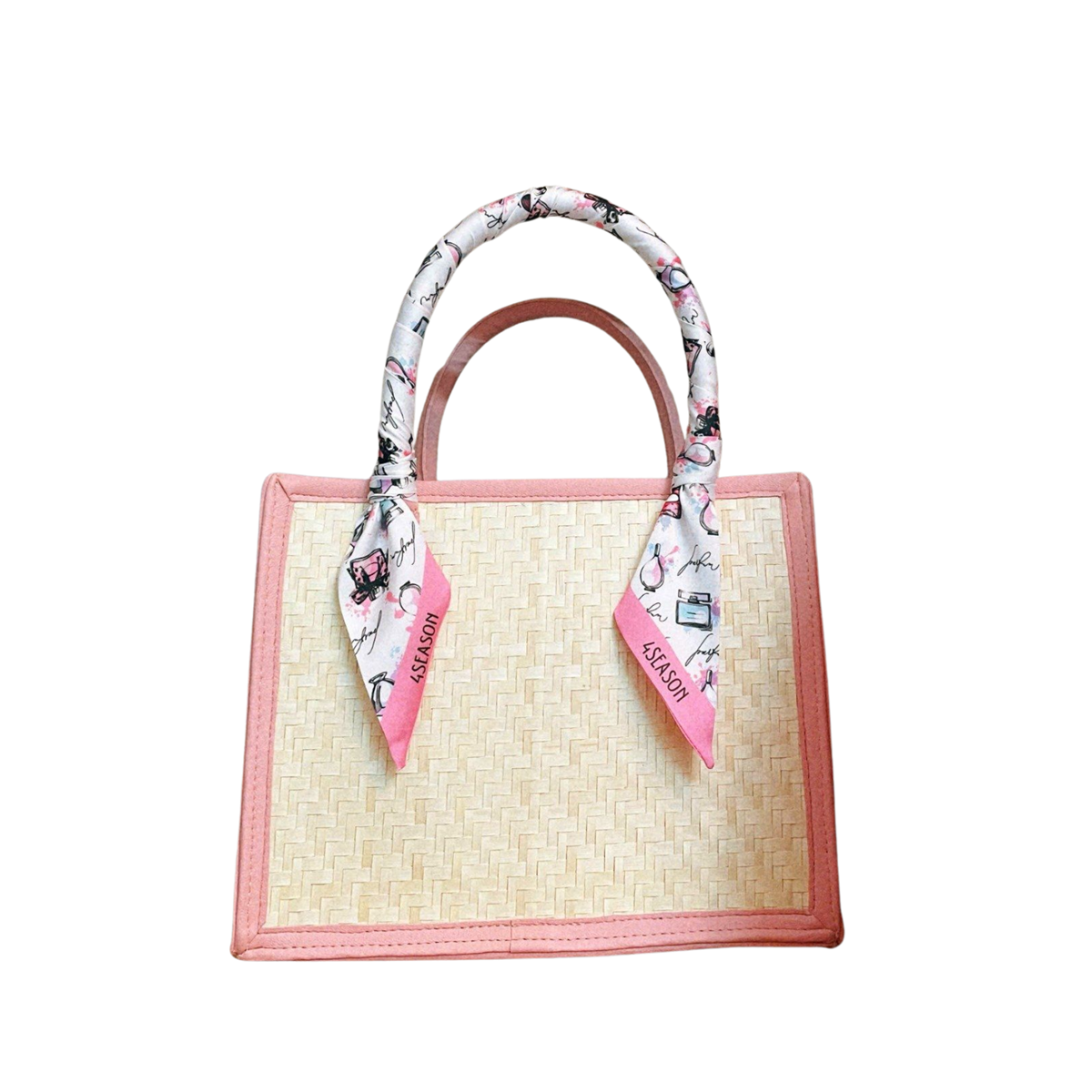 Sakura Sedge Bag Mixed With Silk Scarf