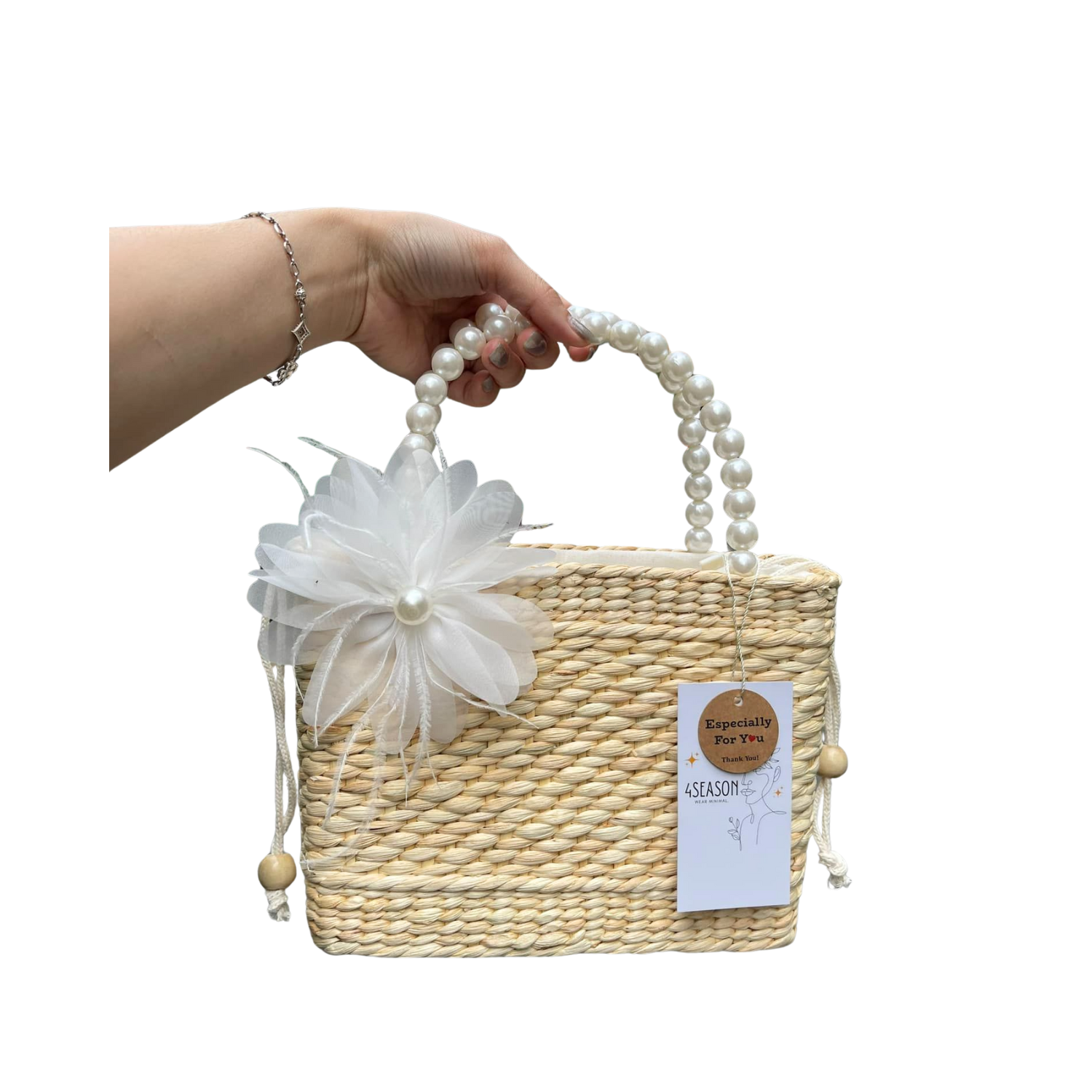 Sedge Bag With Chiffon Flowers