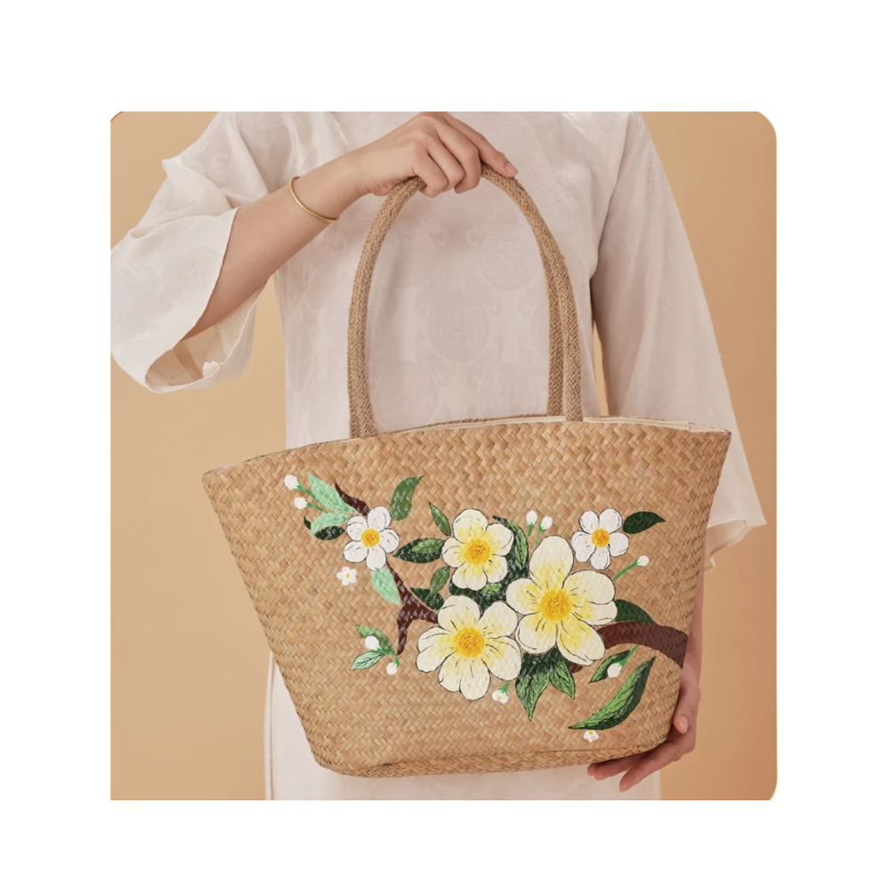 Sedge Bag With Pear Flower Pattern