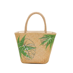 Sedge Handbag With Green Leaf Pattern
