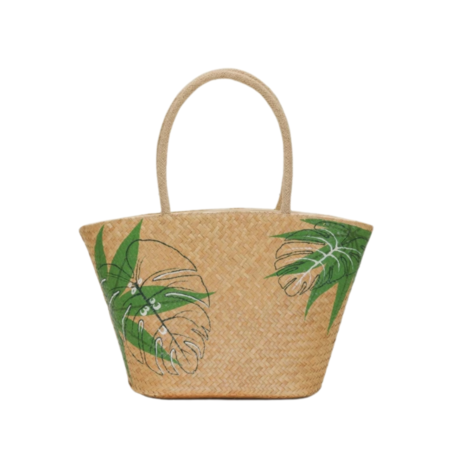 Sedge Handbag With Green Leaf Pattern