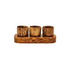 Set of 3 Coconut Wood Water Jars