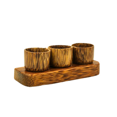 Set of 3 Coconut Wood Water Jars