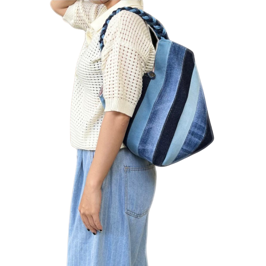 Handmade Upcycled Denim Soft Shoulder Bag