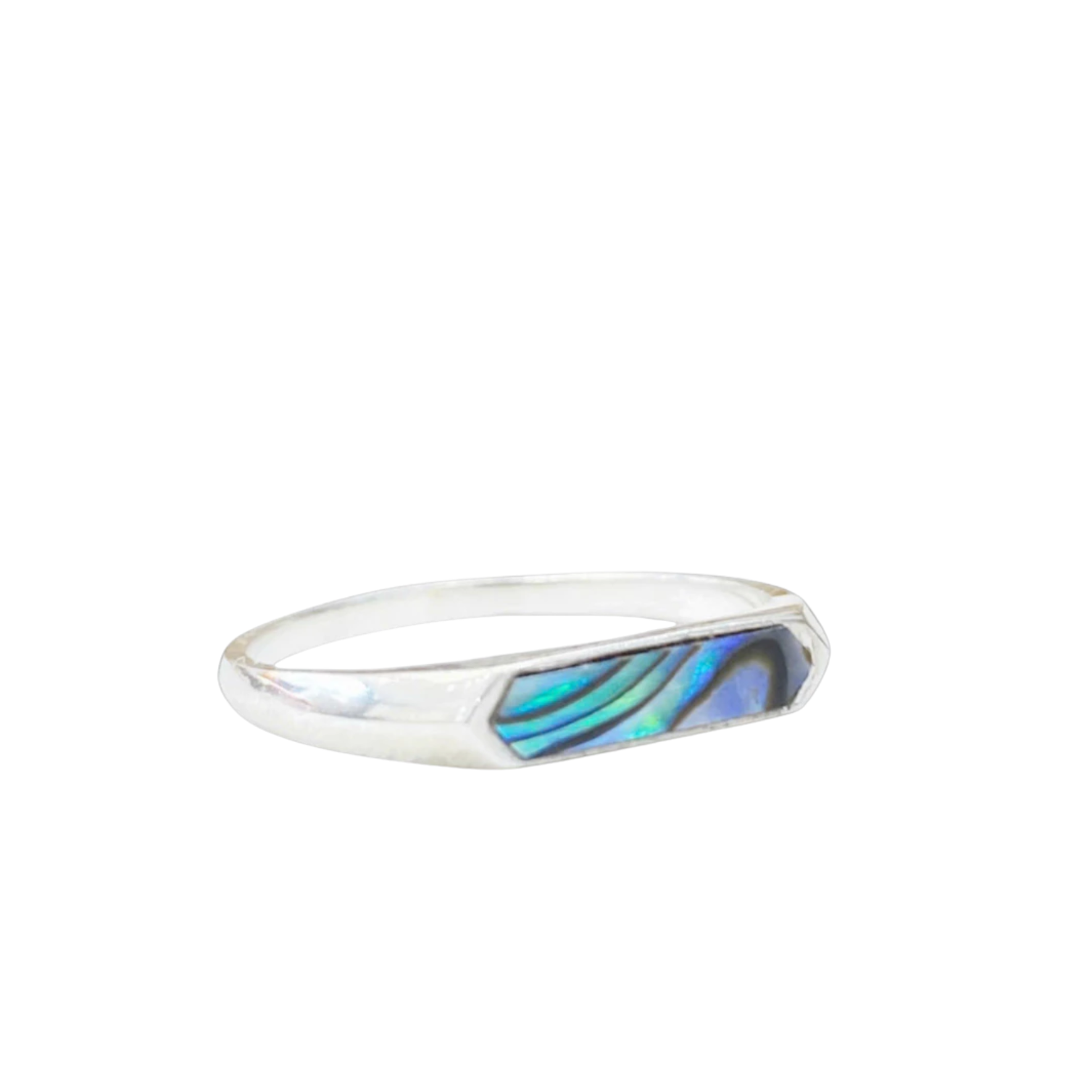 Simple Handcrafted Abalone Shell Silver Ring