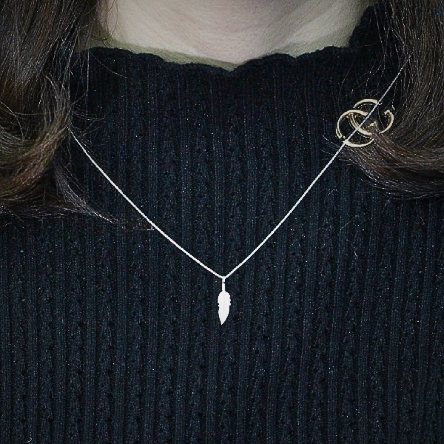 Small Necklace With Leaf Pendant Handcrafted 925 Sterling Silver