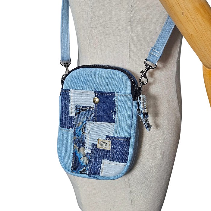 Handmade Upcycled Denim Small Phone Bag