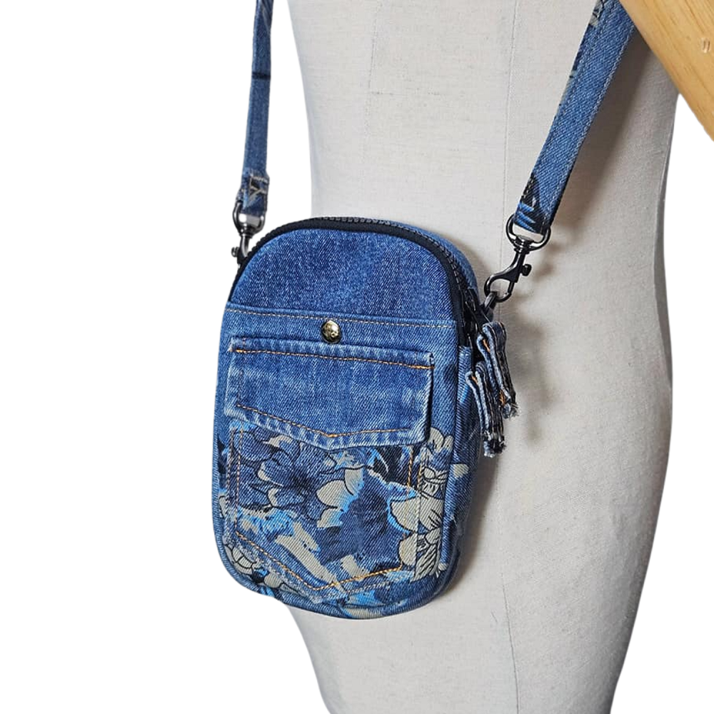 Handmade Upcycled Denim Small Phone Bag