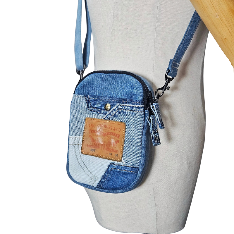 Handmade Upcycled Denim Small Phone Bag