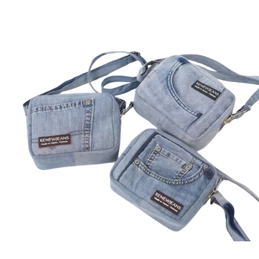 Handmade Upcycled Denim Small Box Bag