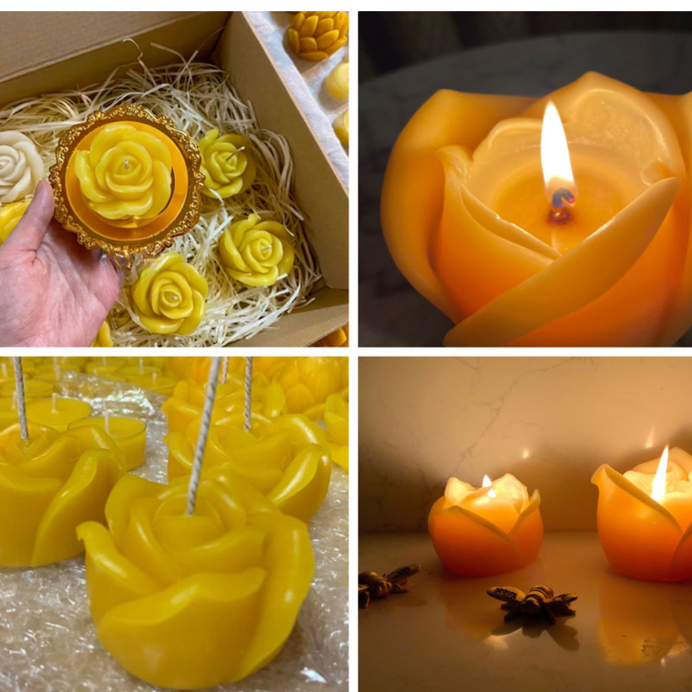 Smokeless Beeswax Rose Candle