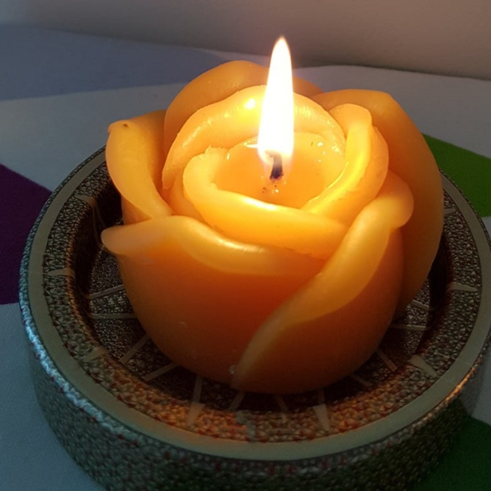 Smokeless Beeswax Rose Candle