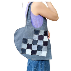 Handmade Upcycled Denim Soft Heart Tote Bag 4