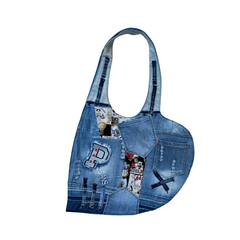 Handmade Upcycled Denim Soft Tote Bag 1