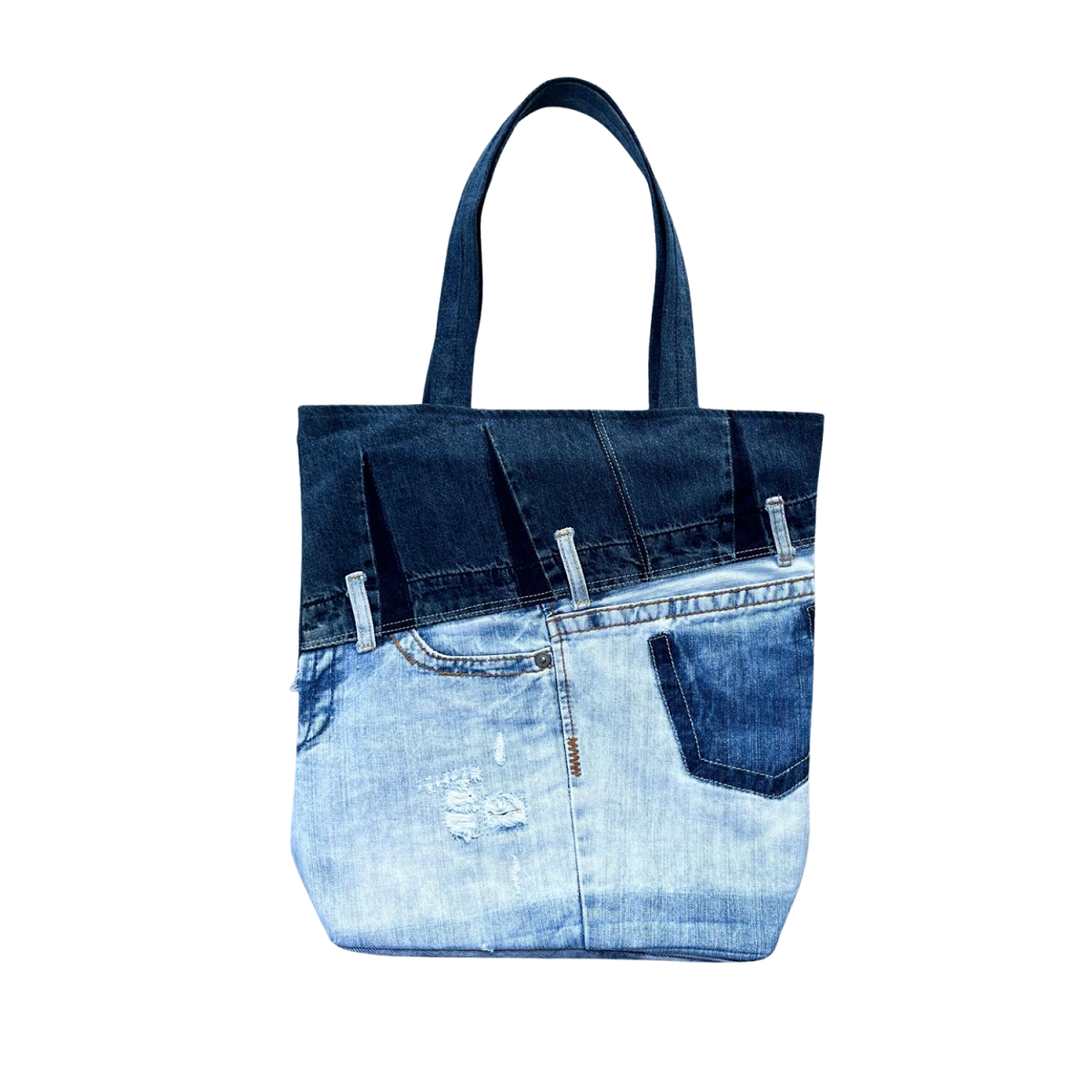 Handmade Upcycled Denim Soft Tote Bag 2
