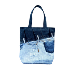 Handmade Upcycled Denim Soft Tote Bag 2