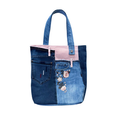 Handmade Upcycled Denim Soft Tote Bag 2