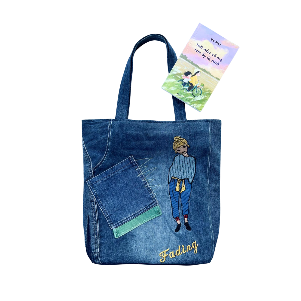 Handmade Upcycled Denim Soft Tote Bag 2