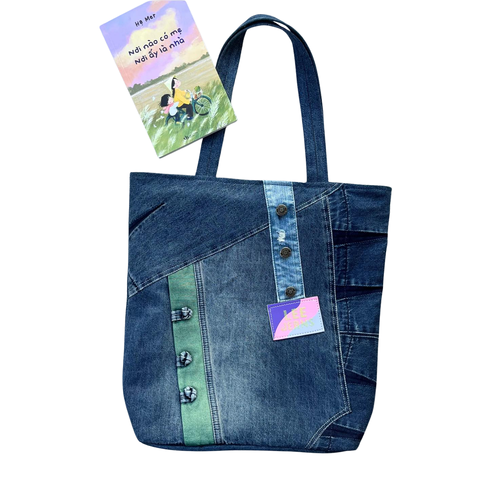Handmade Upcycled Denim Soft Tote Bag 2