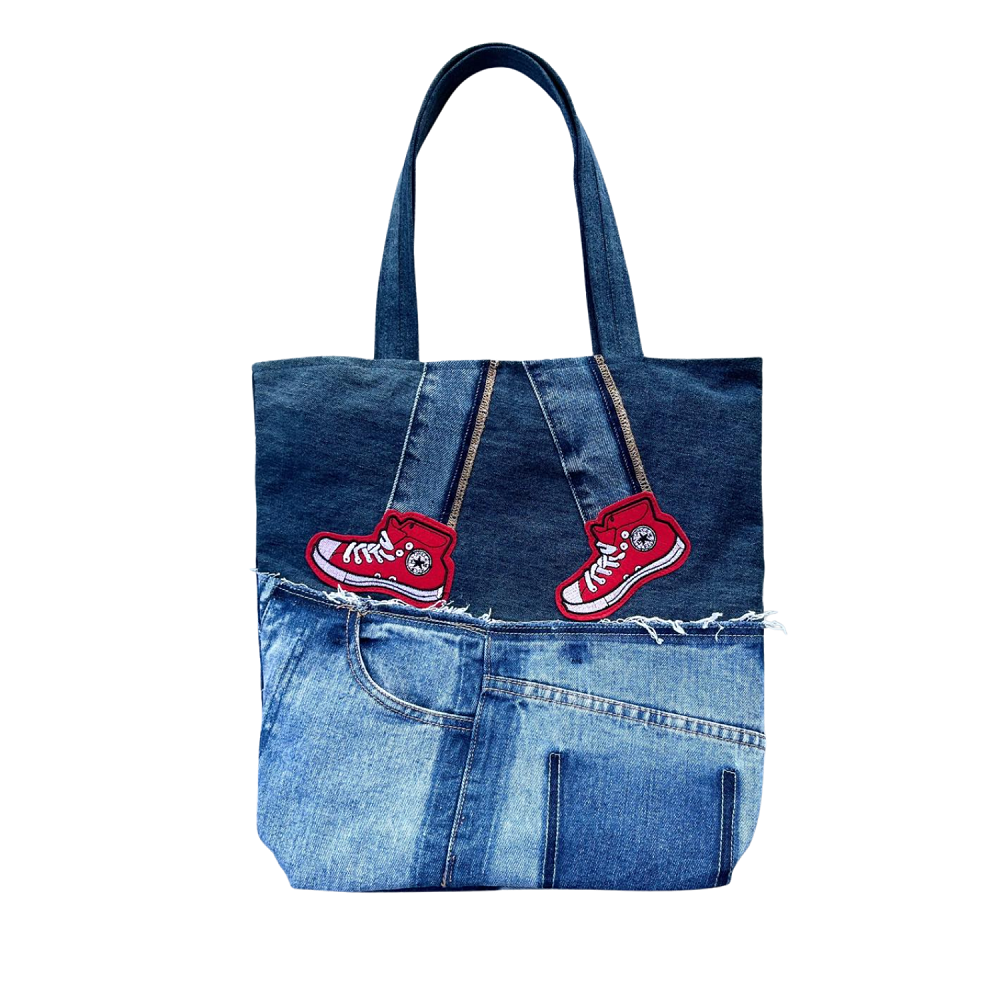 Handmade Upcycled Denim Soft Tote Bag 2