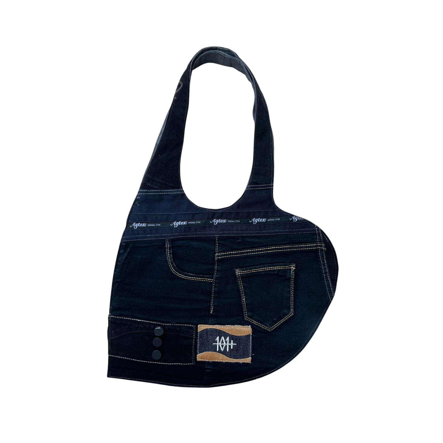 Handmade Upcycled Denim Soft Heart Tote Bag 3