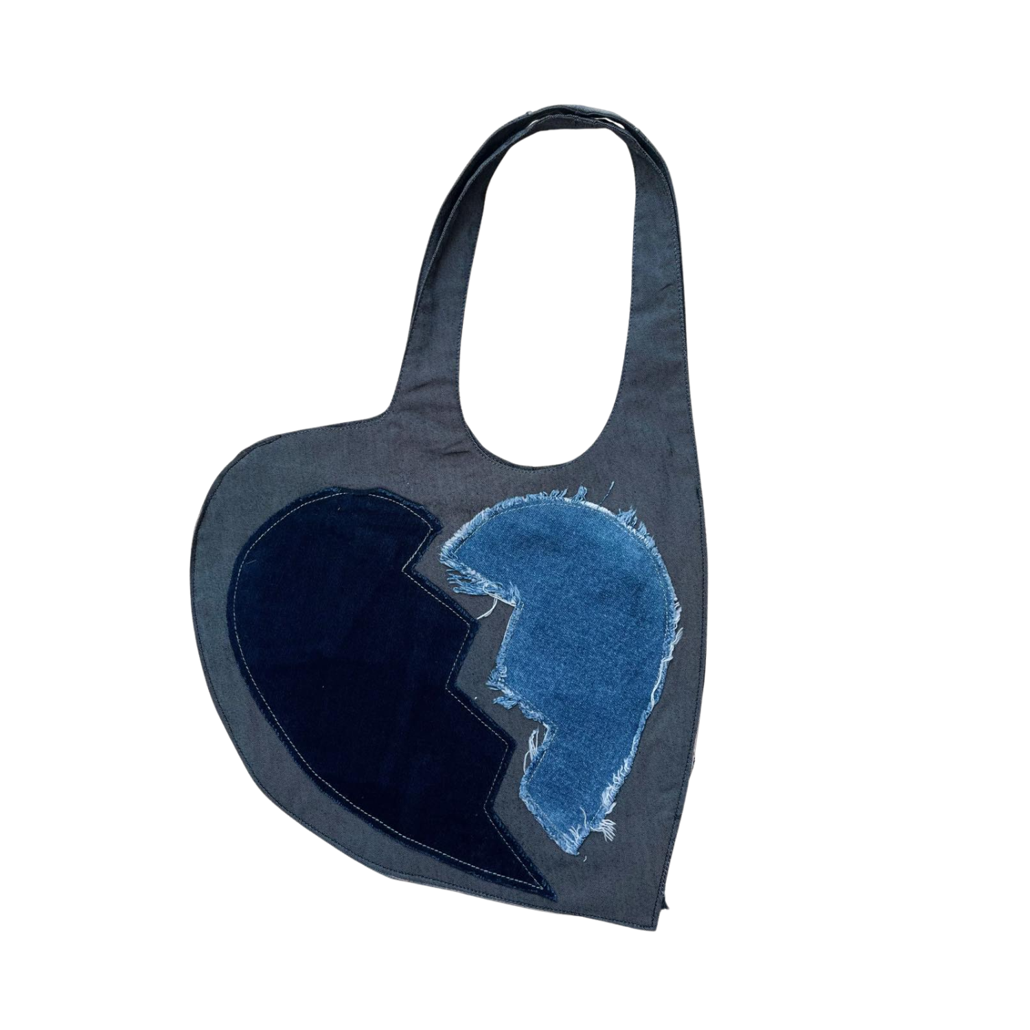 Handmade Upcycled Denim Soft Heart Tote Bag 4