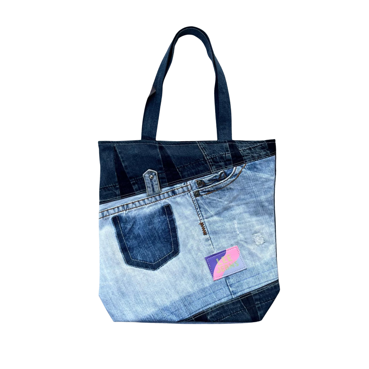 Handmade Upcycled Denim Soft Tote Bag 1