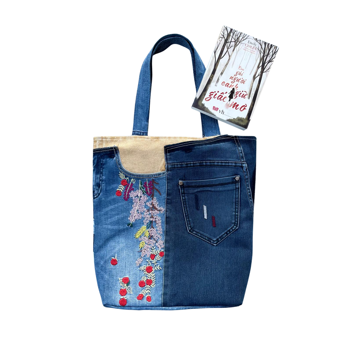 Handmade Upcycled Denim Soft Tote Bag 1