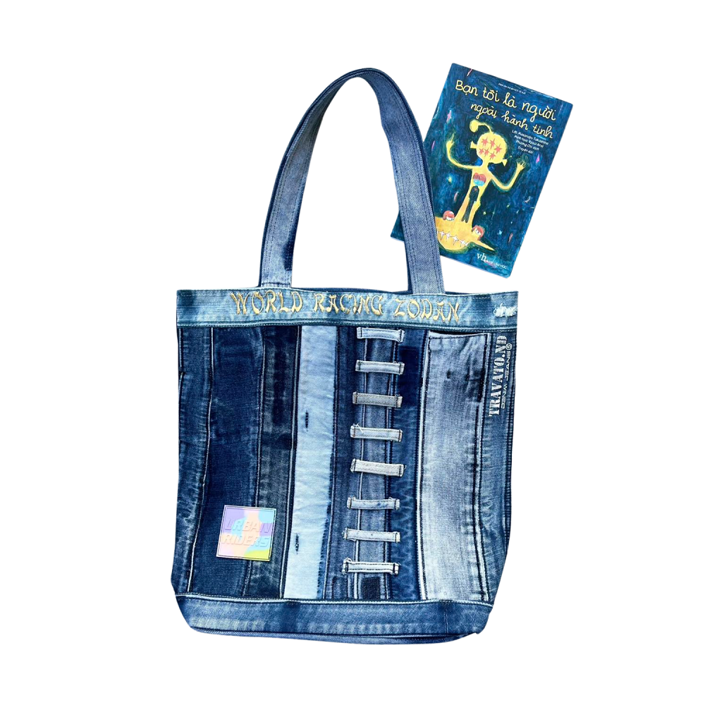 Handmade Upcycled Denim Soft Tote Bag 1