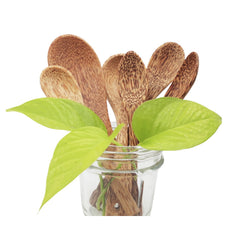 Spoons Made From Coconut Wood Are Used For Eating Soup