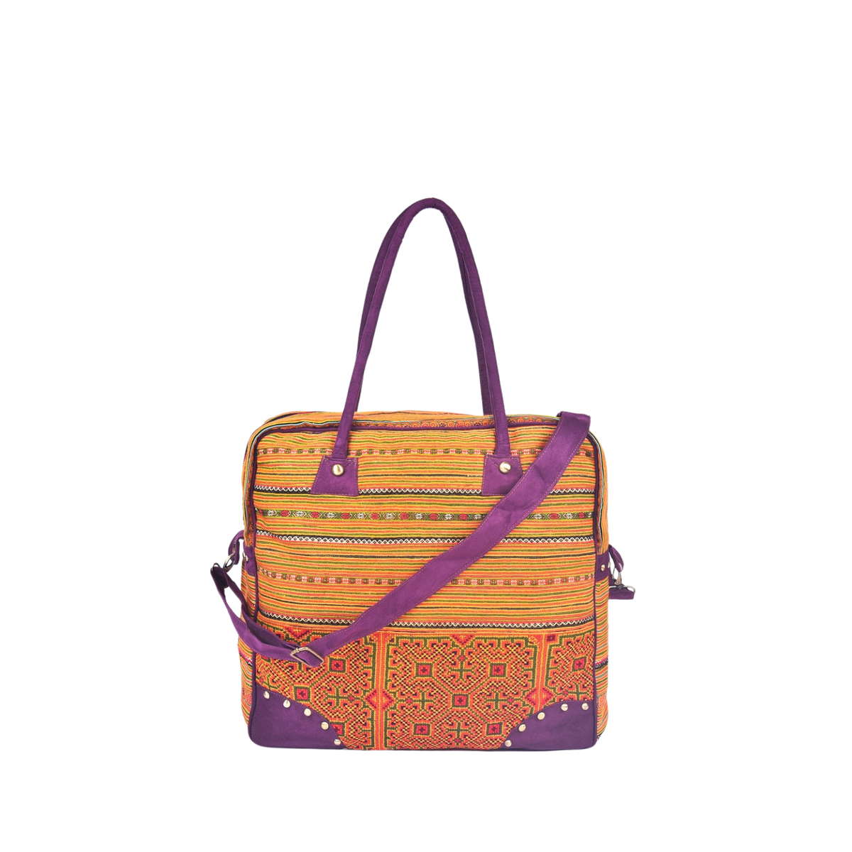 Hand-Woven Square Brocade Suitcase